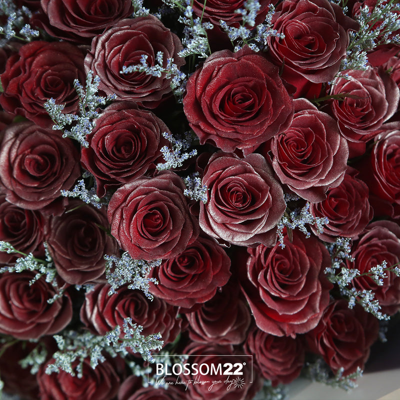 52枝 金粉紅玫瑰求婚花束｜52 Red Golden Highlight Roses (52 Red Gold)