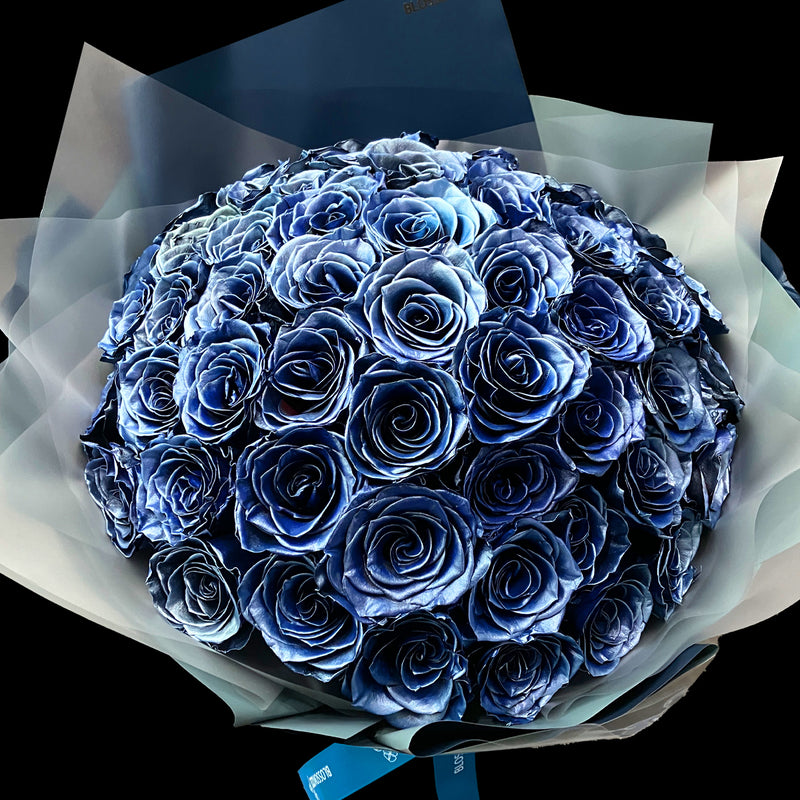 52枝 電藍玫瑰求婚花束｜52 Thunder Blue Dyeing Roses Bouquet