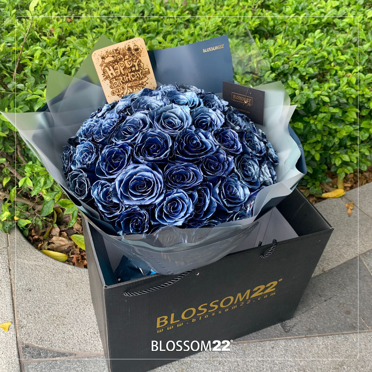 52枝 電藍玫瑰求婚花束｜52 Thunder Blue Dyeing Roses Bouquet