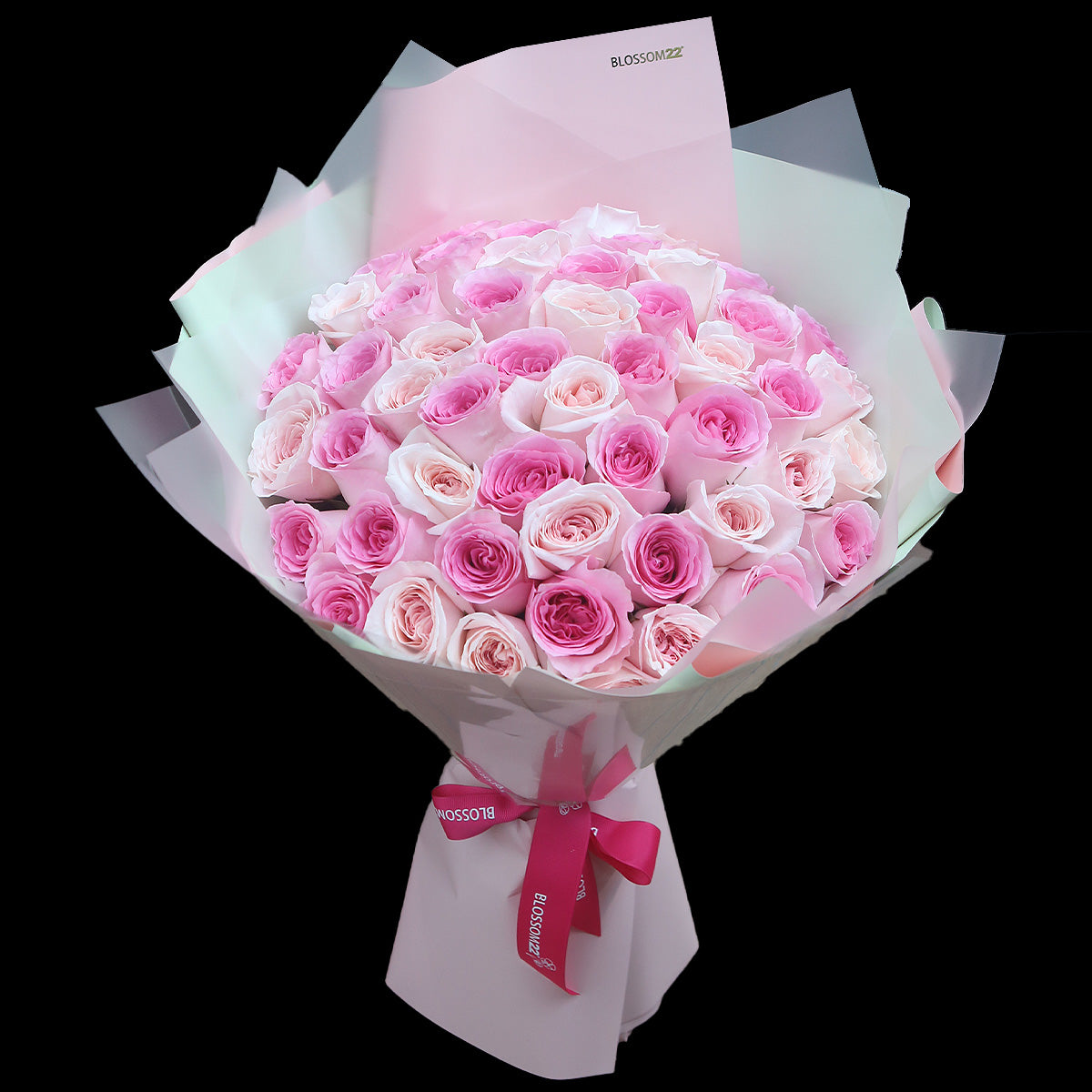 52枝 深淺粉玫瑰求婚花束｜52 Two Tone Pink Roses Bouquet