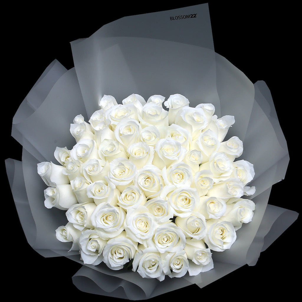 52枝 白玫瑰求婚花束｜52 White Roses Bouquet (情人節花束）