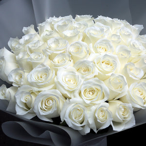 52枝 白玫瑰求婚花束｜52 White Roses Bouquet (情人節花束）