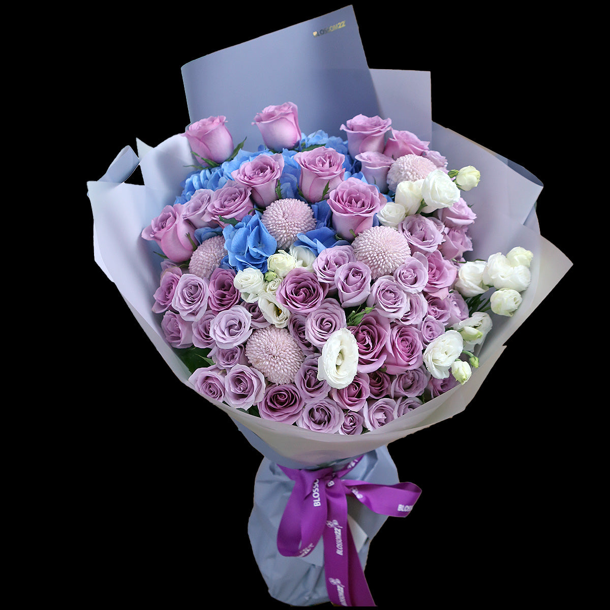 60枝 雙色混合紫玫瑰繡球花束｜60 Mixed Purple Roses & Hydrangea Bouquet