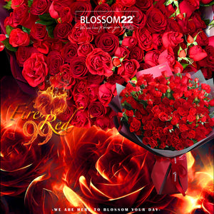 99枝 混合紅玫瑰求婚花束｜99 Mixed Red Roses Bouquet (99 Fire Red)（情人節花束）