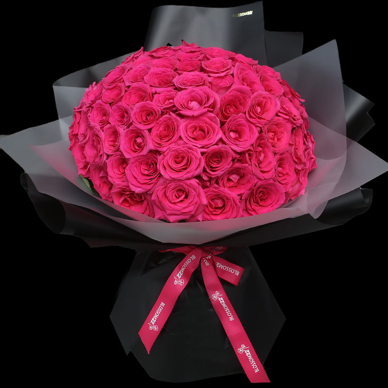 99 桃紅玫瑰求婚花束｜99 Hot Pink Fresh Bouquet