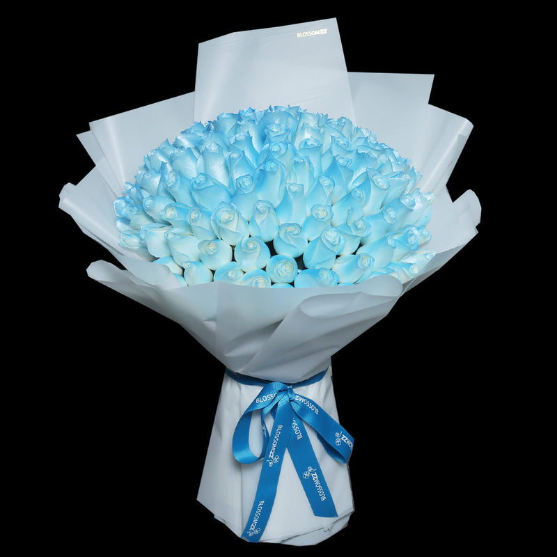 【極罕鮮花】99 冰藍玫瑰鮮花束｜99 Ice Blue Roses Bouquet｜情人節花 fresh bouquet 鮮花束 Blossom22°