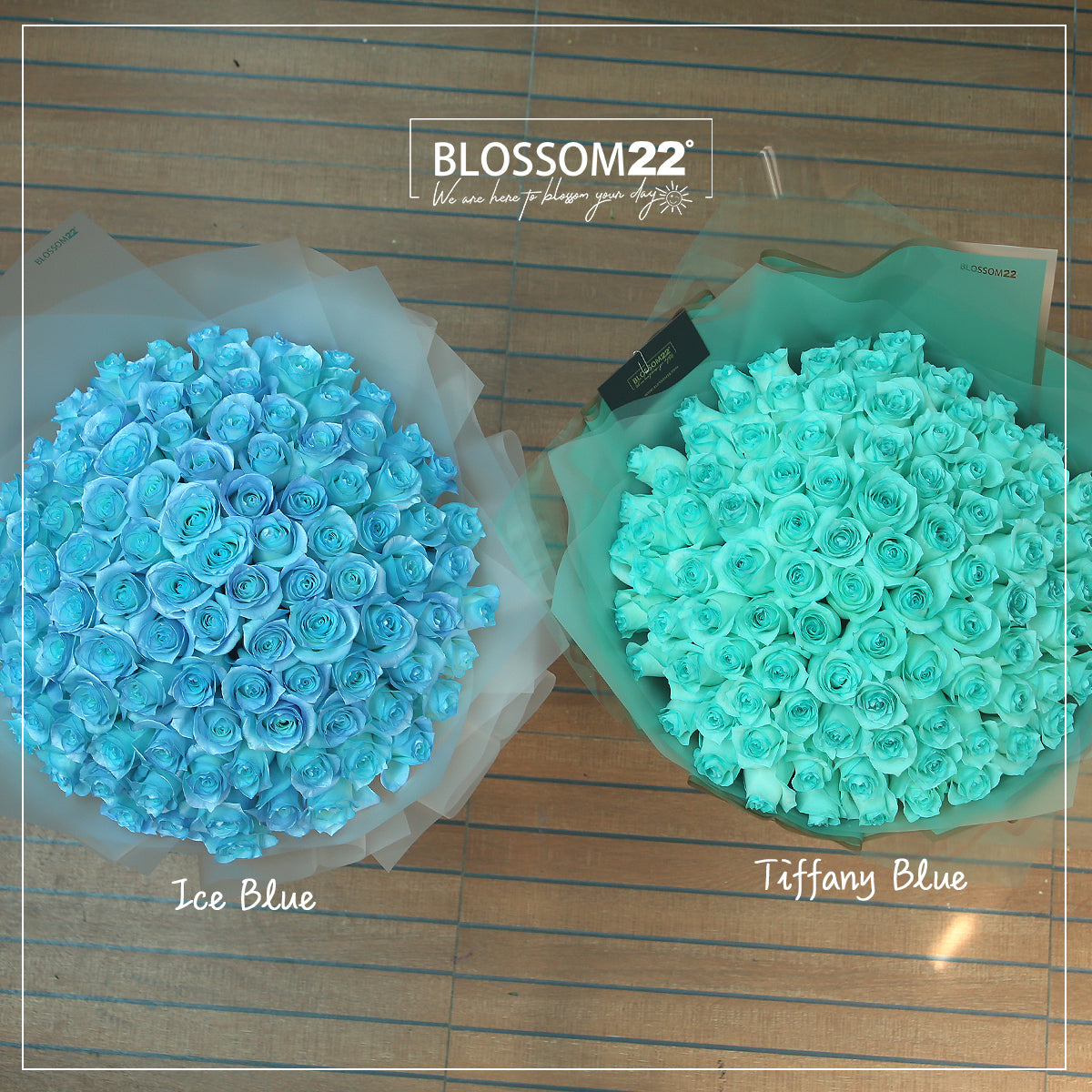 99 冰藍玫瑰鮮花束｜99 Ice Blue Dyeing Roses Bouquet (情人節花束）