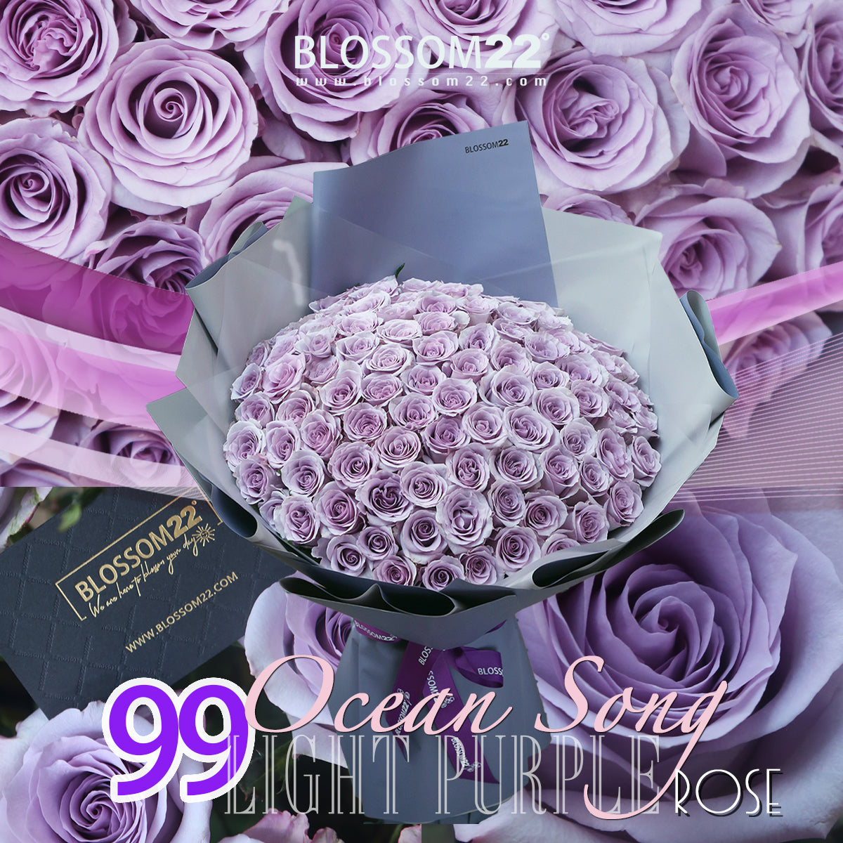99枝 淺紫玫瑰求婚花束｜99 Light Purple Roses Bouquet (99 Ocean Song)