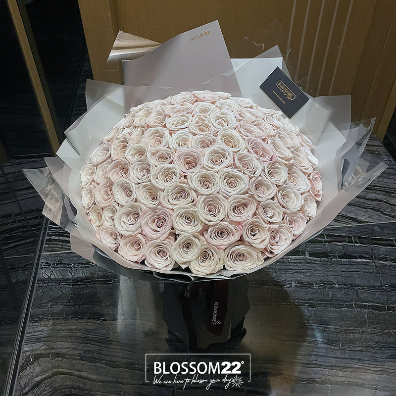 99枝 灰粉玫瑰花束｜99 Grey Pink Roses Bouquet｜求婚花束