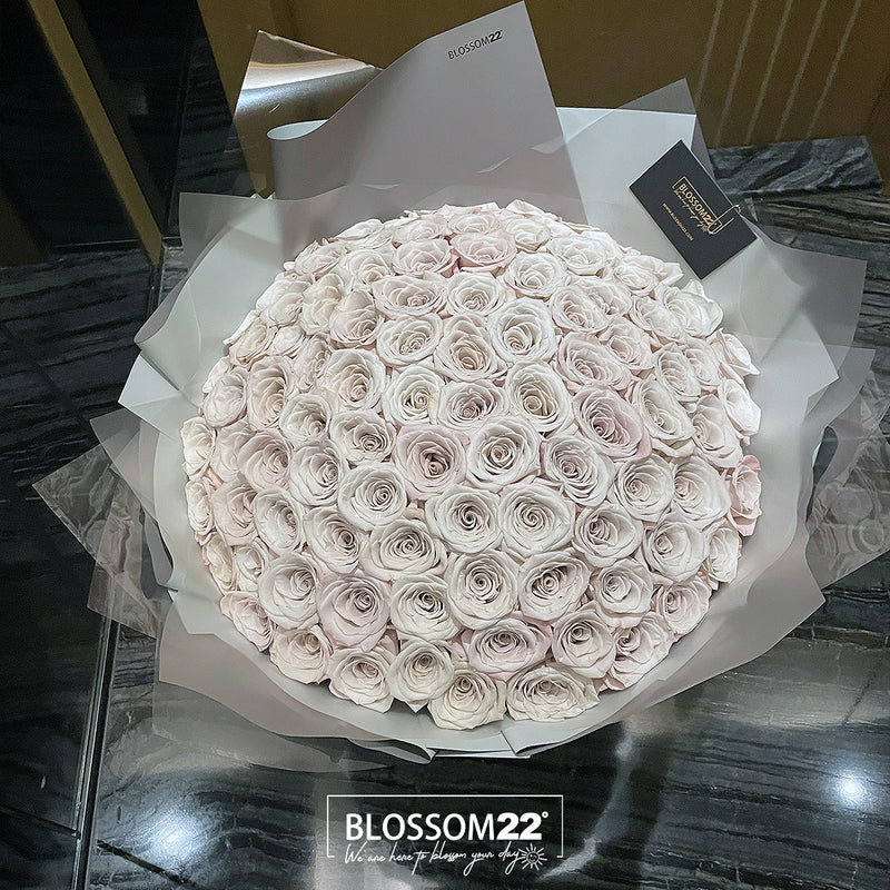 99枝 灰粉玫瑰花束｜99 Grey Pink Roses Bouquet｜求婚花束