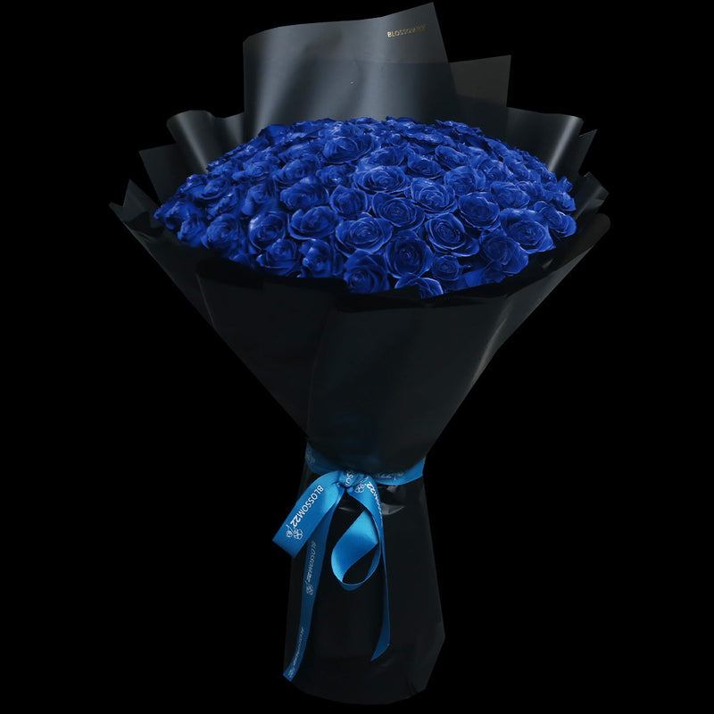 99枝 貴族藍玫瑰求婚花｜99 Navy Blue Dyeing Roses Bouquet (Signature Style)｜情人節花 fresh bouquet 鮮花束 Blossom22°