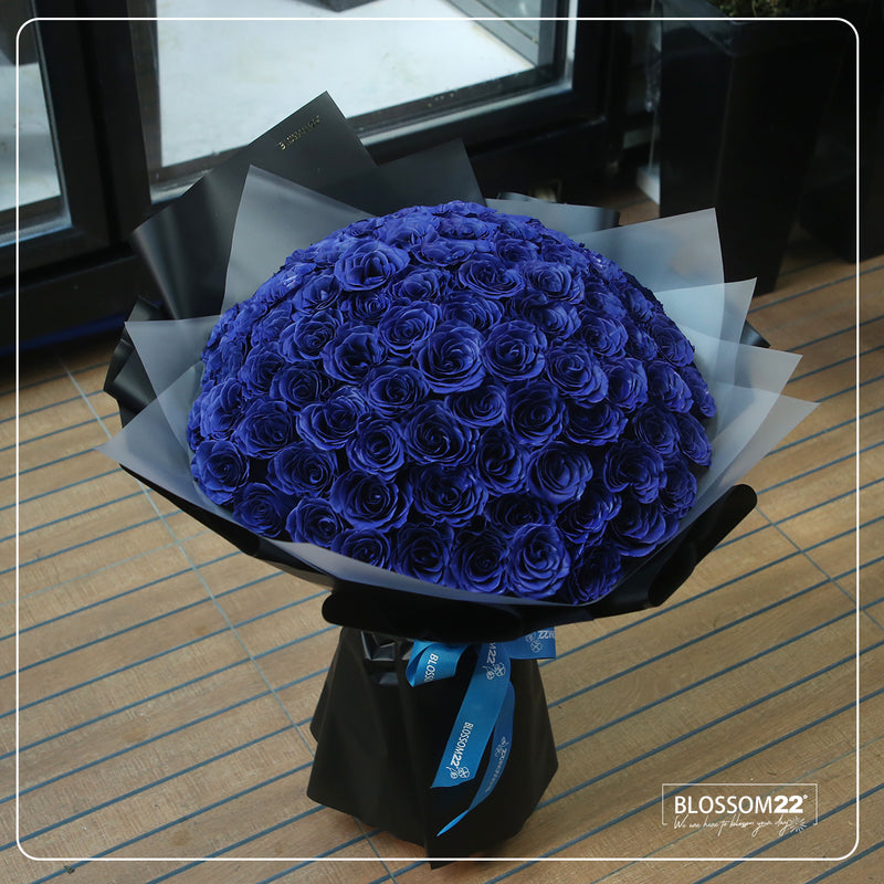 99枝 貴族藍玫瑰求婚花束｜99 Navy Blue Dyeing Roses Bouquet｜情人節花