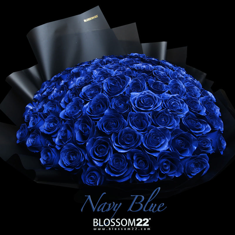 99枝 貴族藍玫瑰求婚花｜99 Navy Blue Dyeing Roses Bouquet (Signature Style)｜情人節花 fresh bouquet 鮮花束 Blossom22°