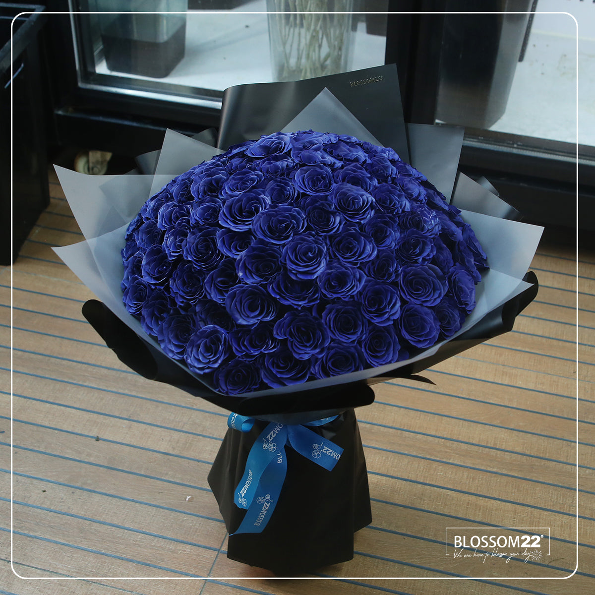 99枝 貴族藍玫瑰求婚花束｜99 Navy Blue Dyeing Roses Bouquet｜情人節花