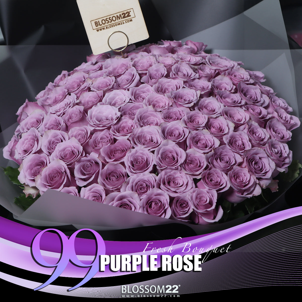 99枝 紫玫瑰求婚花束｜99 Purple Roses Bouquet (Signature Style)｜情人節花