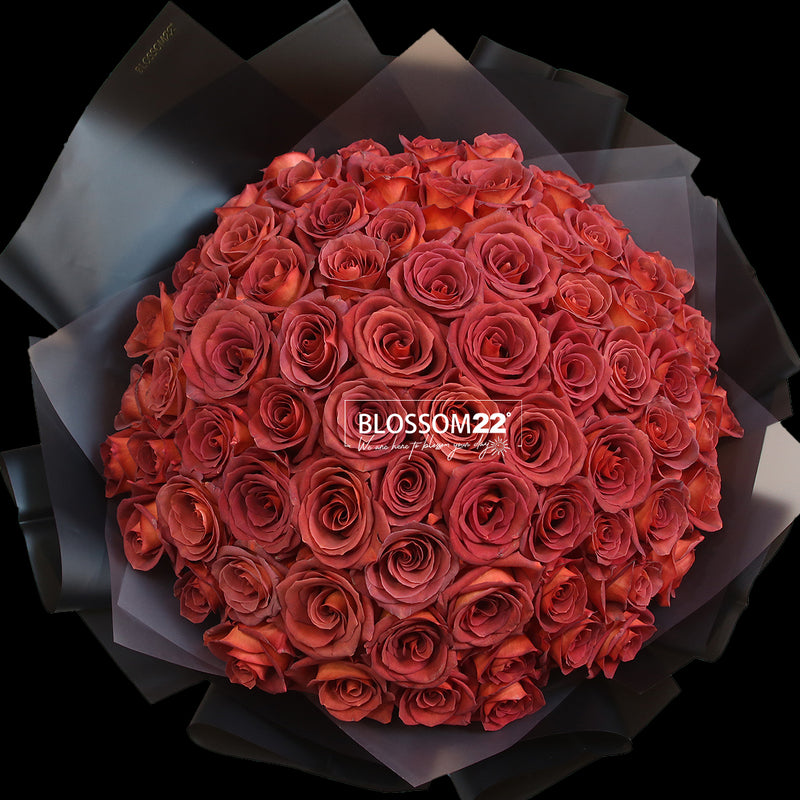 99枝 磚紅玫瑰花束｜99 Brick Red Roses Bouquet（Amaretto 99）