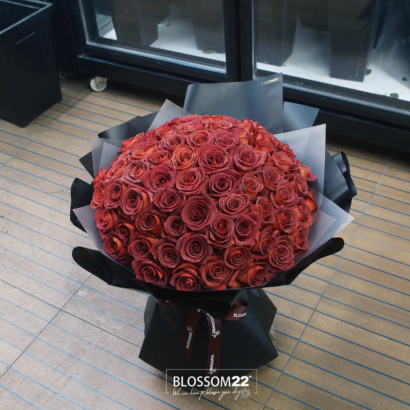 99枝 磚紅玫瑰花束｜99 Brick Red Roses Bouquet（Amaretto 99）