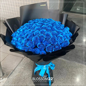 【極罕鮮花】99 電藍玫瑰鮮花束｜99 Thunder Blue Dyeing Fresh Bouquet ｜情人節花 fresh bouquet 鮮花束 Blossom22°