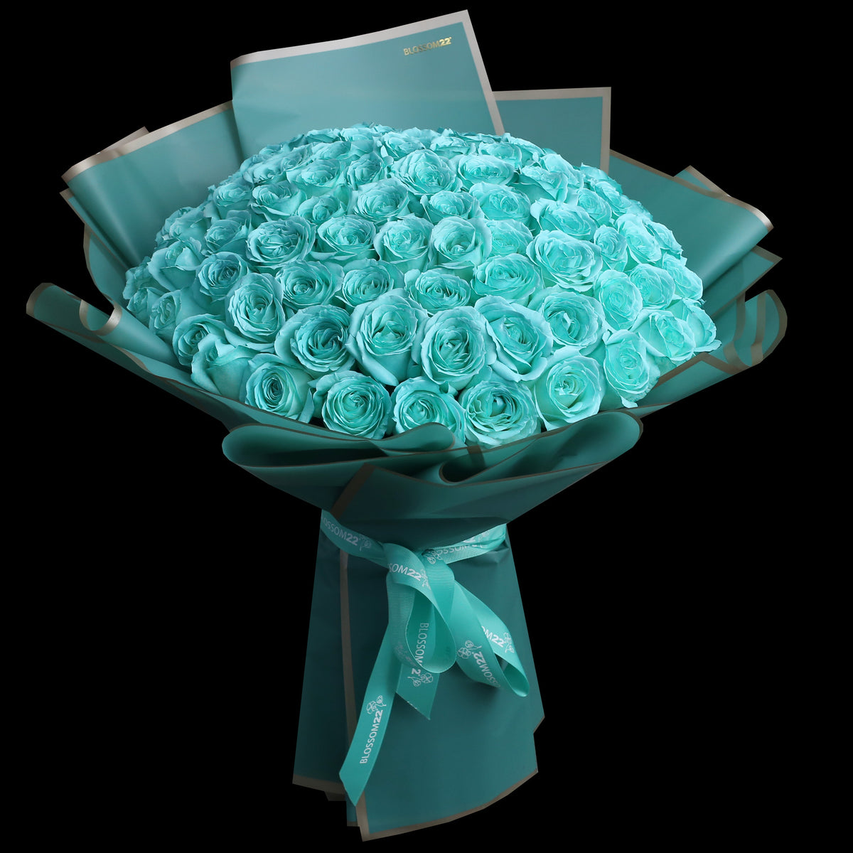 99 蒂芬妮藍玫瑰鮮花束｜99 Tiffany Blue Dyeing Rose Bouquet (情人節花束）