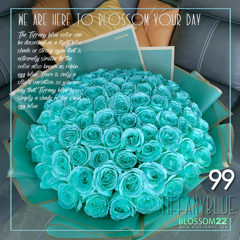 99 蒂芬妮藍玫瑰鮮花束｜99 Tiffany Blue Dyeing Rose Bouquet (情人節花束）