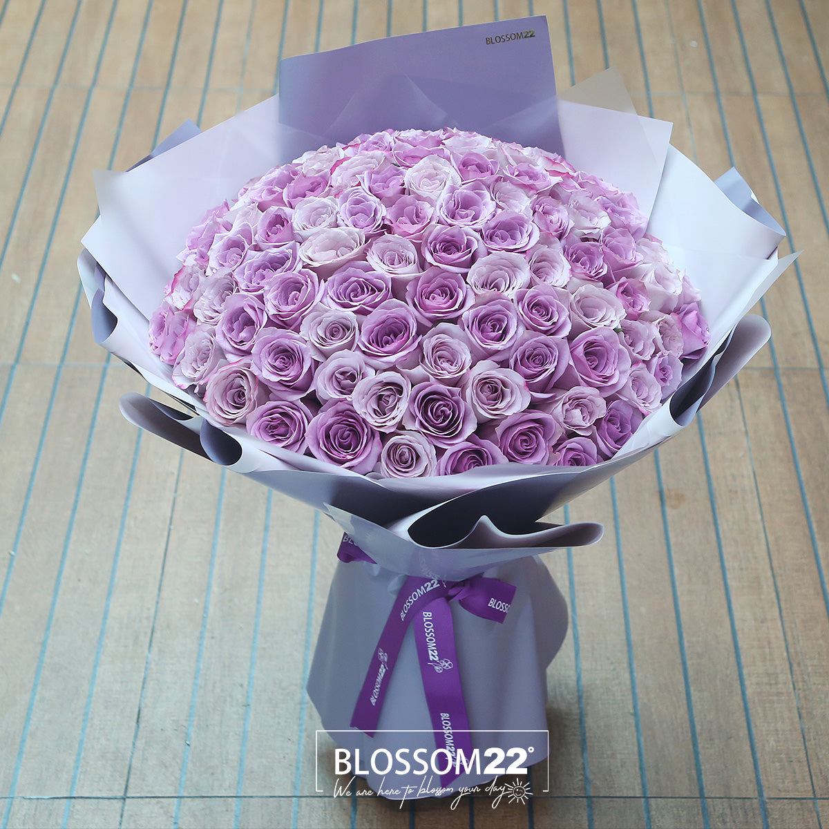 99枝 雙紫色混合玫瑰花束 99 Two Tone Purple Rose Bouquet (99 Two Tone Purple) 情人節花 情人節花束 Valentine Bouquet HK | Blossom22