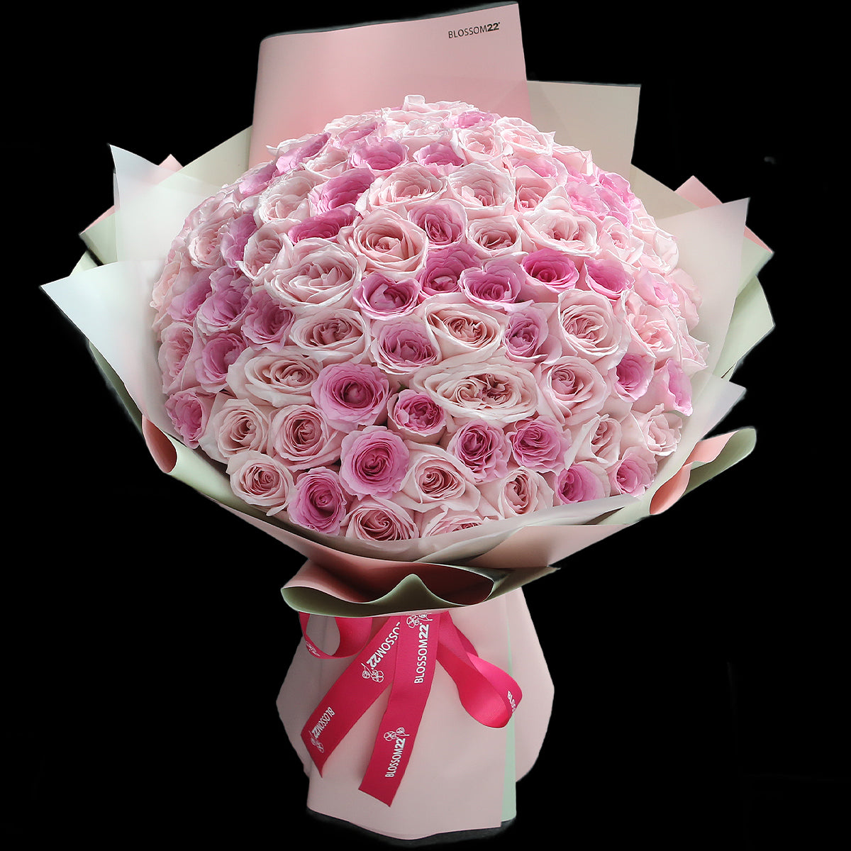 99枝 雙色粉混合玫瑰花束｜99 Pink mix Light Pink Rose Bouquet (99 Two Tone Pink)｜情人節花