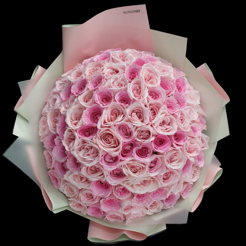 99枝 雙色粉混合玫瑰花束｜99 Pink mix Light Pink Rose Bouquet (99 Two Tone Pink)｜情人節花