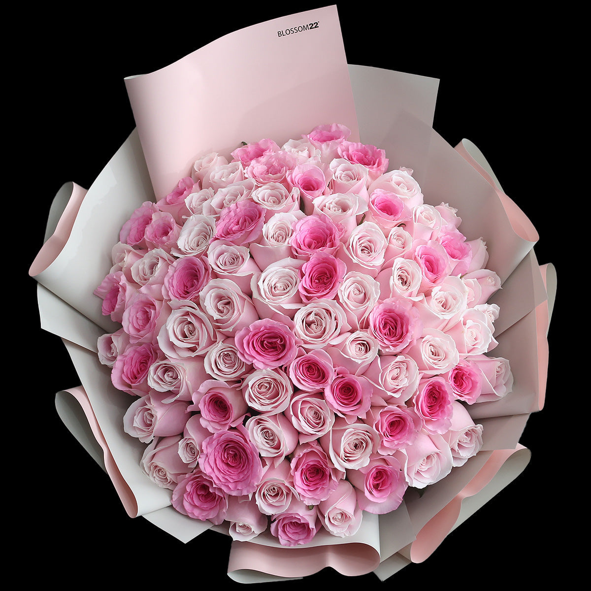 99枝 雙色粉混合玫瑰花束｜99 Pink mix Light Pink Rose Bouquet (99 Two Tone Pink)｜情人節花 fresh bouquet 鮮花束 Blossom22°