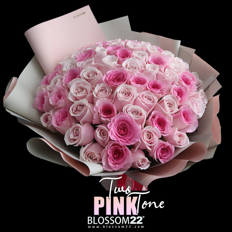 99枝 雙色粉混合玫瑰花束｜99 Pink mix Light Pink Rose Bouquet (99 Two Tone Pink)｜情人節花 fresh bouquet 鮮花束 Blossom22°