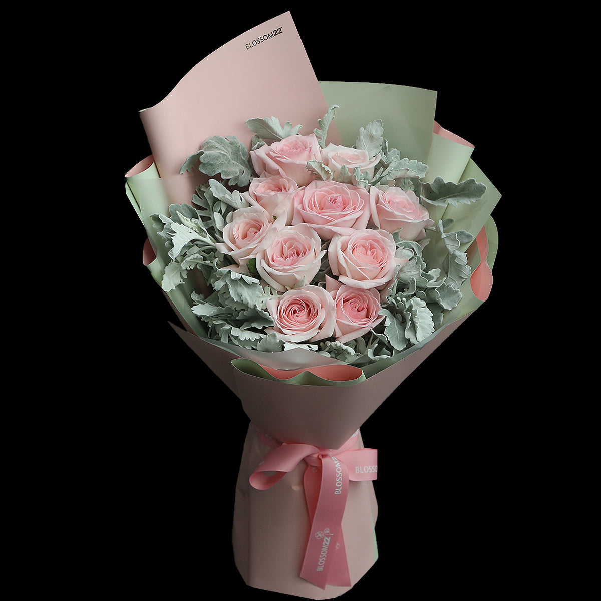 9枝 淺粉玫瑰鮮花束｜9 Light Pink Roses Bouquet