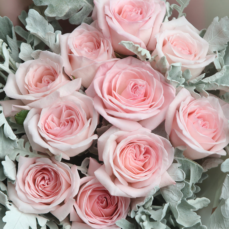 9枝 淺粉玫瑰鮮花束｜9 Light Pink Roses Bouquet