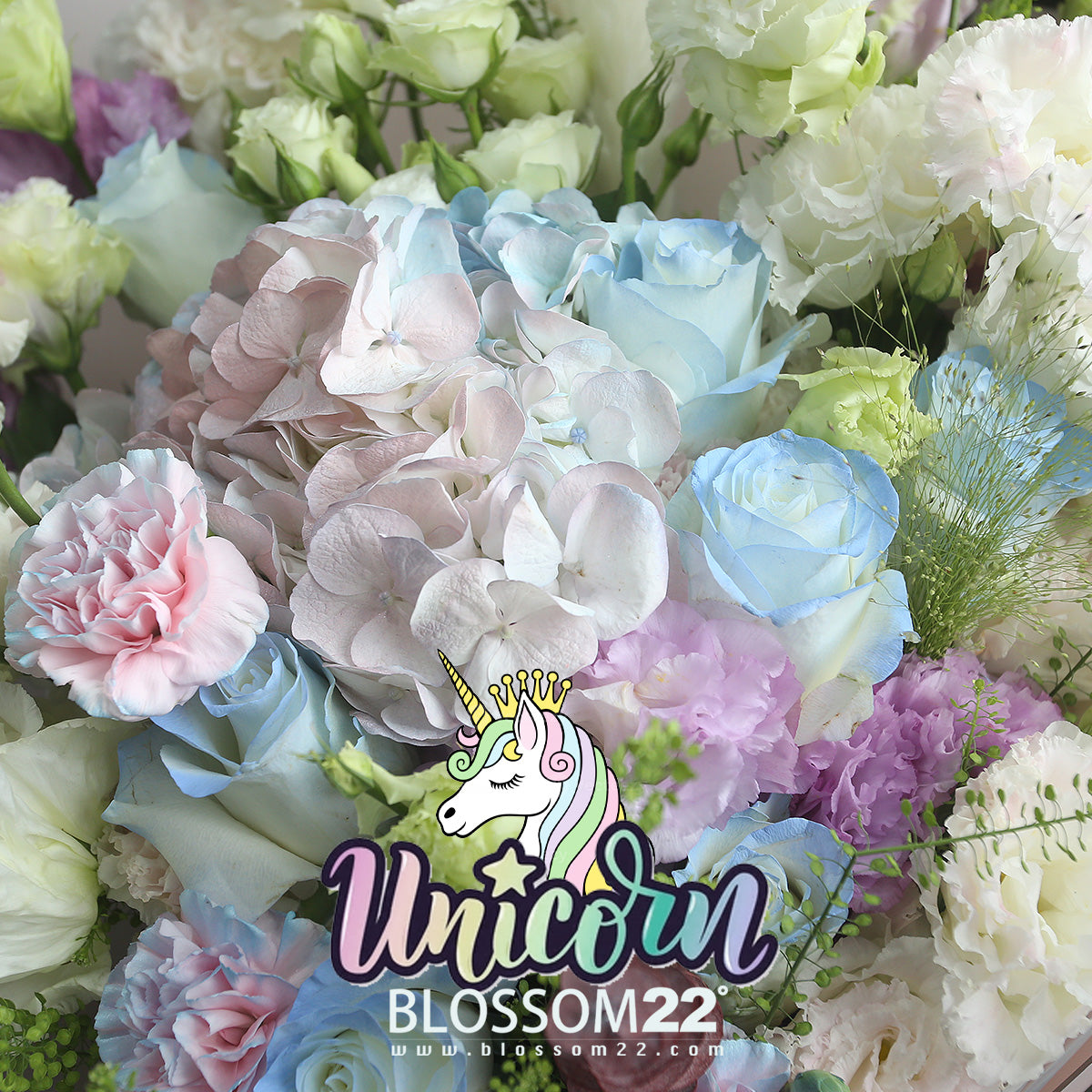 獨角獸淡粉色系玫瑰繡球花束｜Unicorn Color Scheme Rose & Hydrangea Bouquet