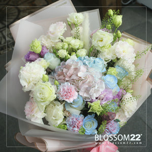 獨角獸淡粉色系玫瑰繡球花束｜Unicorn Color Scheme Rose & Hydrangea Bouquet
