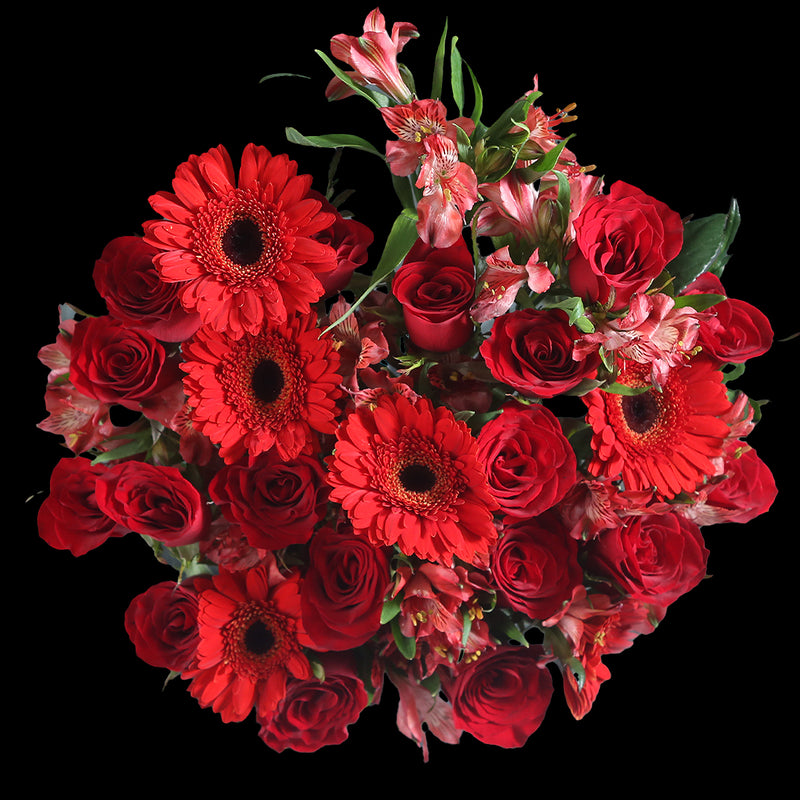 Red Rose Barberton Daisy Balloon Flower Bucket｜紅玫瑰非常菊汽球鮮花桶