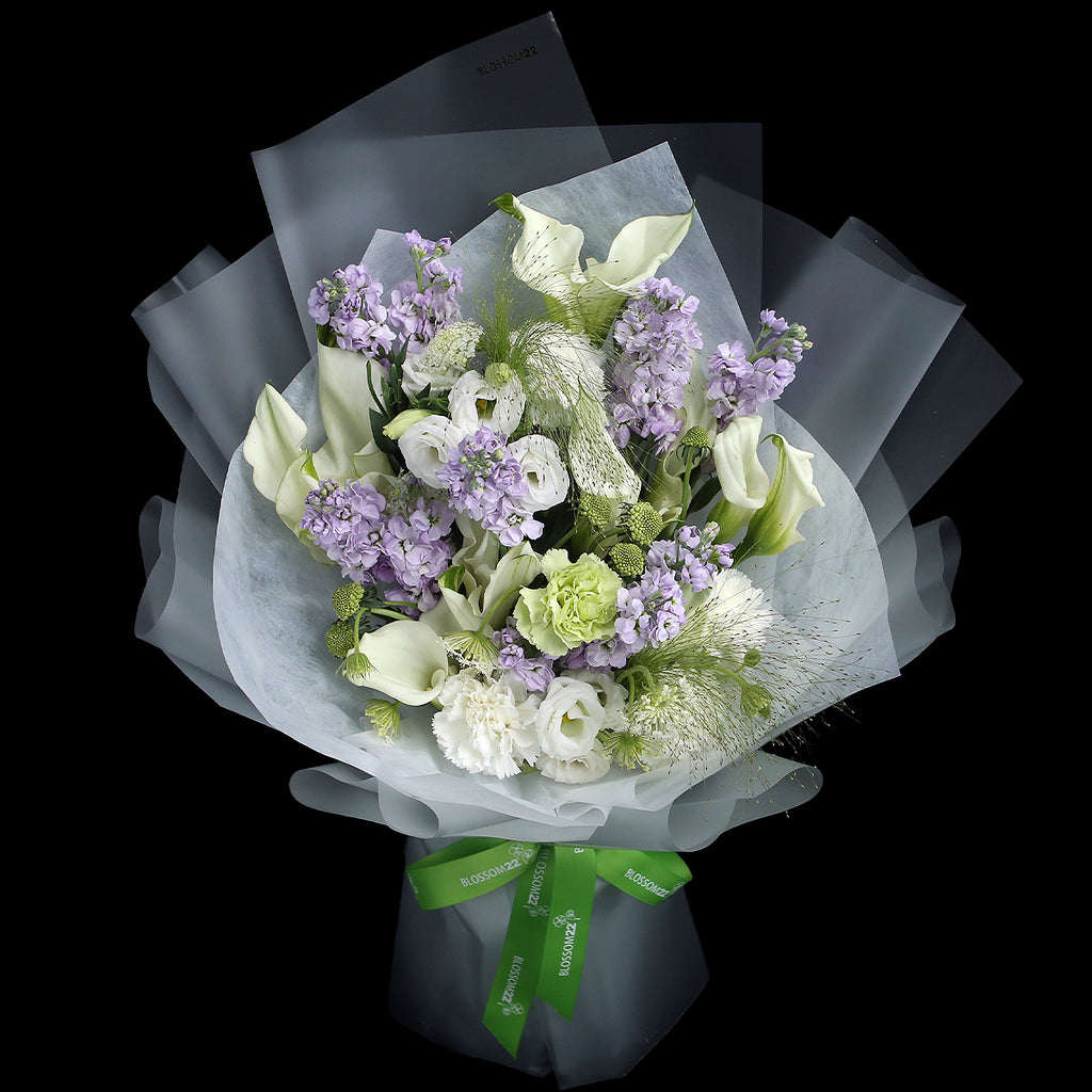 馬蹄蘭紫羅蘭小丁花束｜Calla Lily Voilet Carnation Bouquet