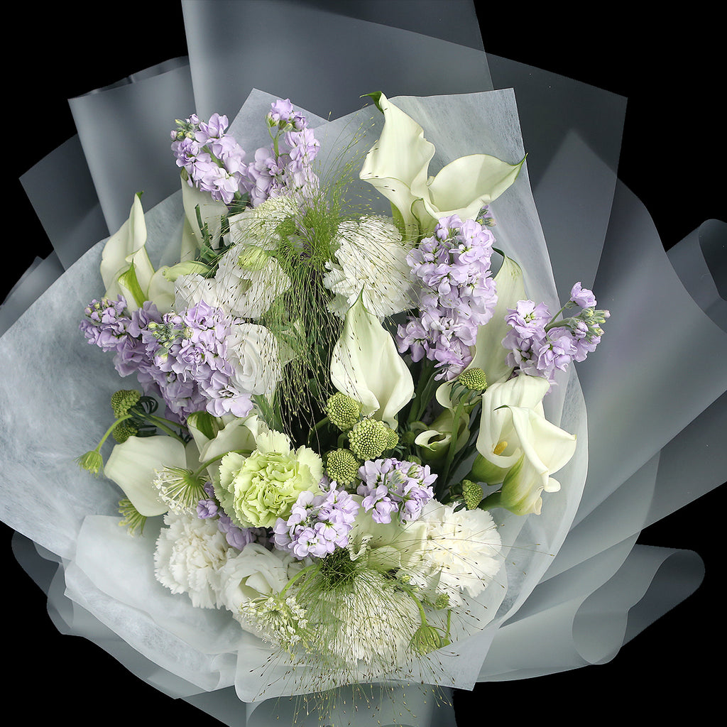 馬蹄蘭紫羅蘭小丁花束｜Calla Lily Voilet Carnation Bouquet