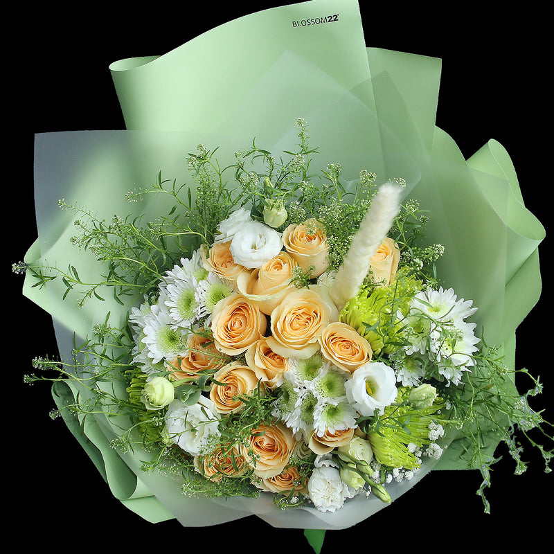 香檳玫綠安娜花束｜Champagne Rose Green Anna Chrysanthemum Bouquet