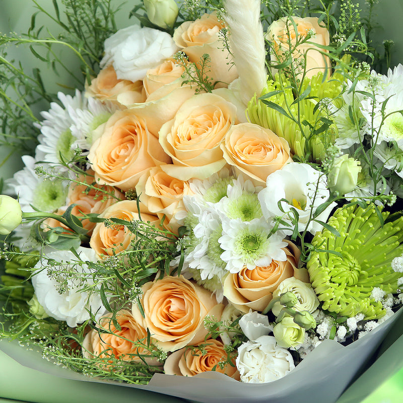 香檳玫綠安娜花束｜Champagne Rose Green Anna Chrysanthemum Bouquet