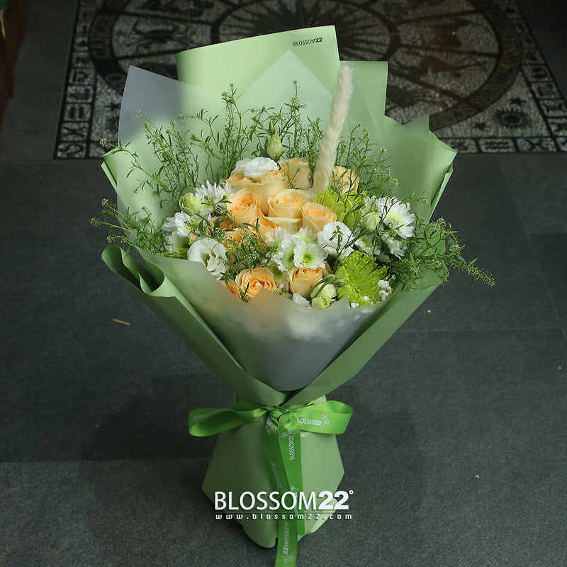 香檳玫綠安娜花束｜Champagne Rose Green Anna Chrysanthemum Bouquet