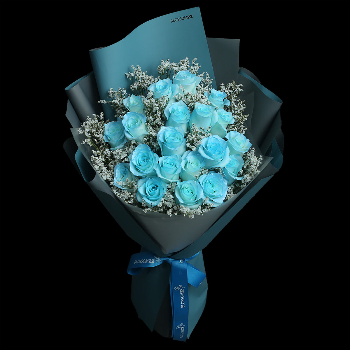 19枝 冰閃藍玫瑰花束｜19 Ice Blue Dyeing Rose bouquet