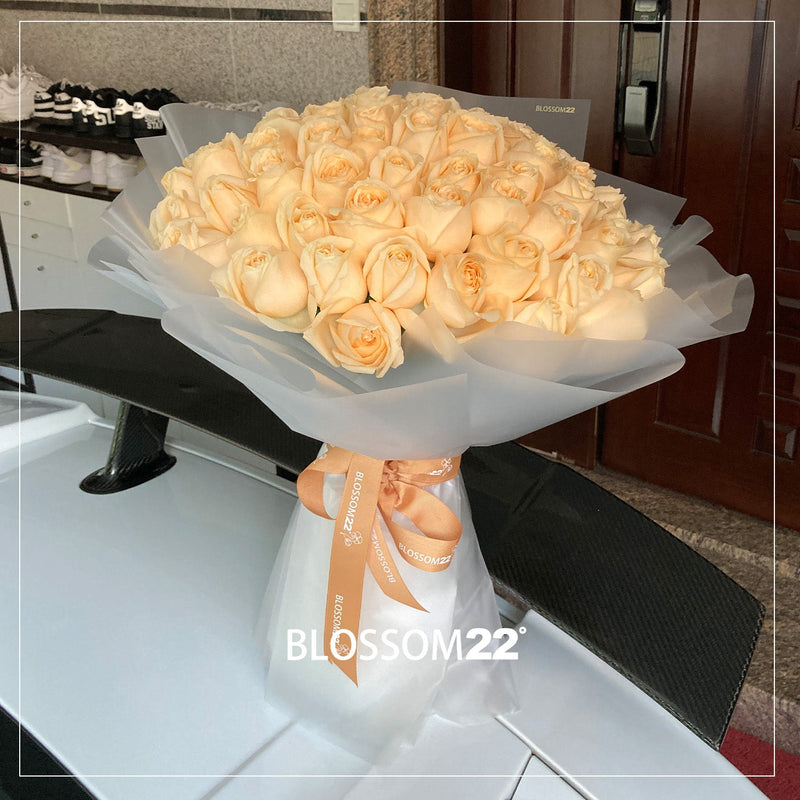 99枝 香檳玫瑰求婚花束｜99 Champagne Roses Bouquet (Signature Style)｜情人節花 fresh bouquet 鮮花束 Blossom22°