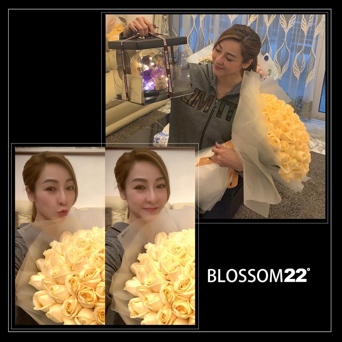 99枝 香檳玫瑰求婚花束｜99 Champagne Roses Bouquet (Signature Style)｜情人節花 fresh bouquet 鮮花束 Blossom22°