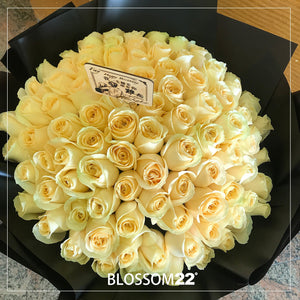 99枝 香檳玫瑰求婚花束｜99 Champagne Roses Bouquet (Signature Style)｜情人節花 fresh bouquet 鮮花束 Blossom22°