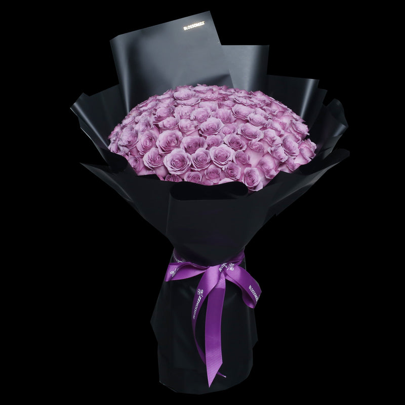 99枝 紫玫瑰求婚花束｜99 Purple Roses Bouquet (Signature Style)｜情人節花 fresh bouquet 鮮花束 Blossom22°