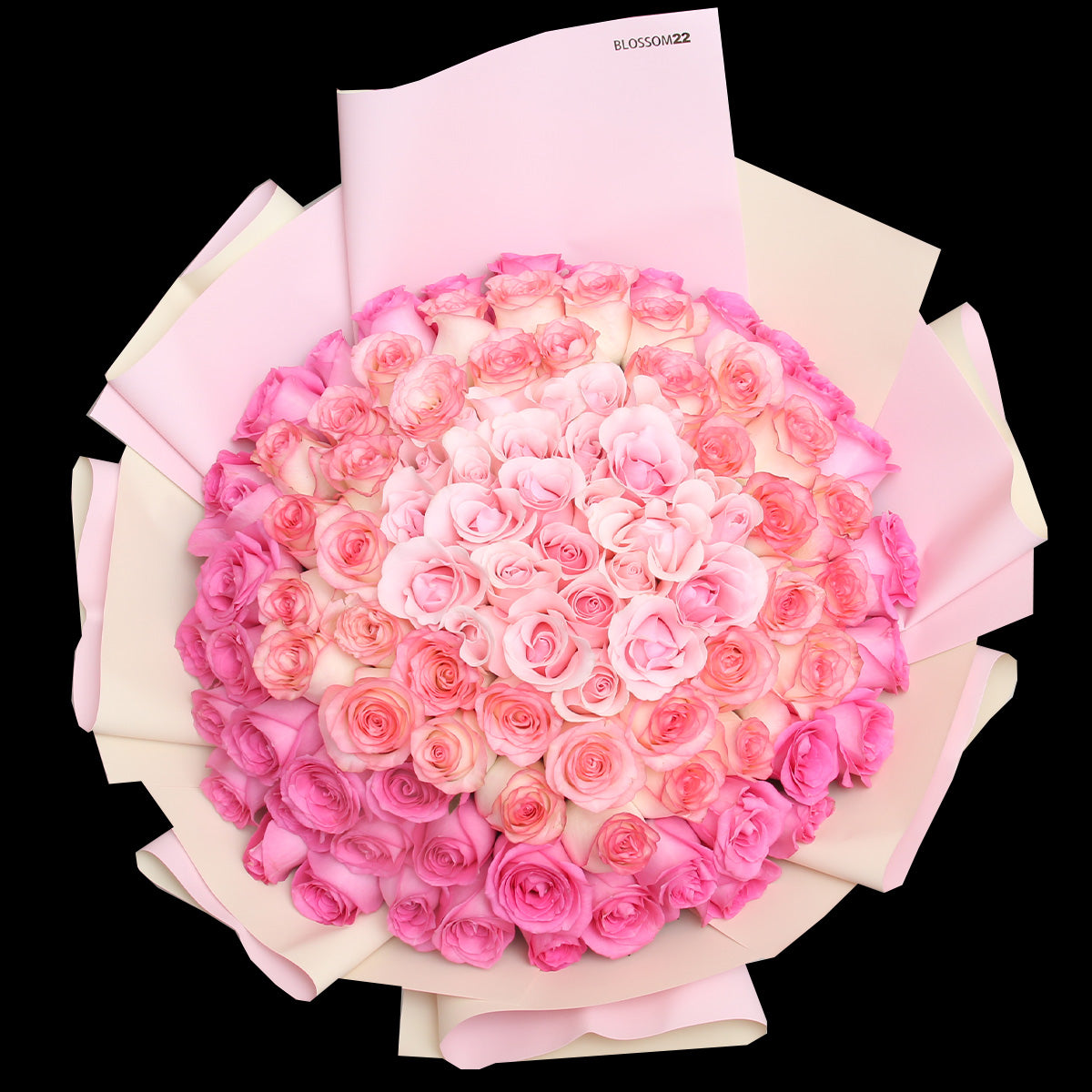 99枝 粉色混合玫瑰求婚花束｜99 Mixed Pink Roses Bouquet｜情人節花 fresh bouquet 鮮花束 Blossom22°