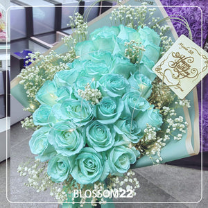 【極罕鮮花】29 蒂芬妮藍玫瑰鮮花束｜29 Tiffany Blue Fresh Bouquet 花束 bouquet 鮮花束 Blossom22°