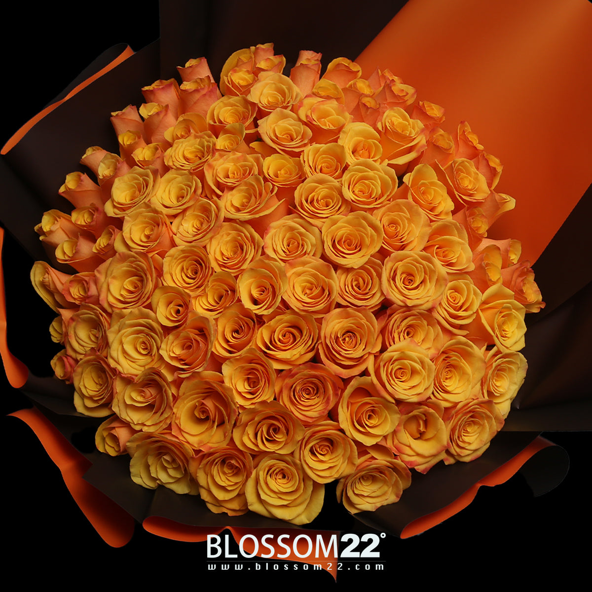 99枝 橙玫瑰求婚花束｜99 Orange Roses Bouquet｜情人節花 fresh bouquet 鮮花束 Blossom22°