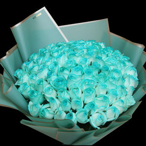【極罕鮮花】99 蒂芬妮藍玫瑰鮮花束｜99 Tiffany Blue Fresh Bouquet｜情人節花 fresh bouquet 鮮花束 Blossom22°