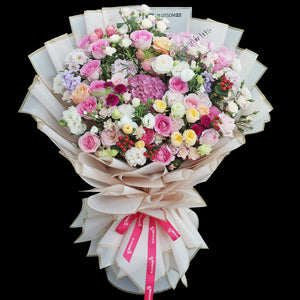 粉調庭院玫瑰繡球巨人花束｜Pastel Garden Roses Hydrangeas Giant Bouquet