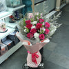 大頭桃紅玫瑰康乃馨風鈴花束｜Hot Pink Rose Eustoma Bell Flower Bouquet